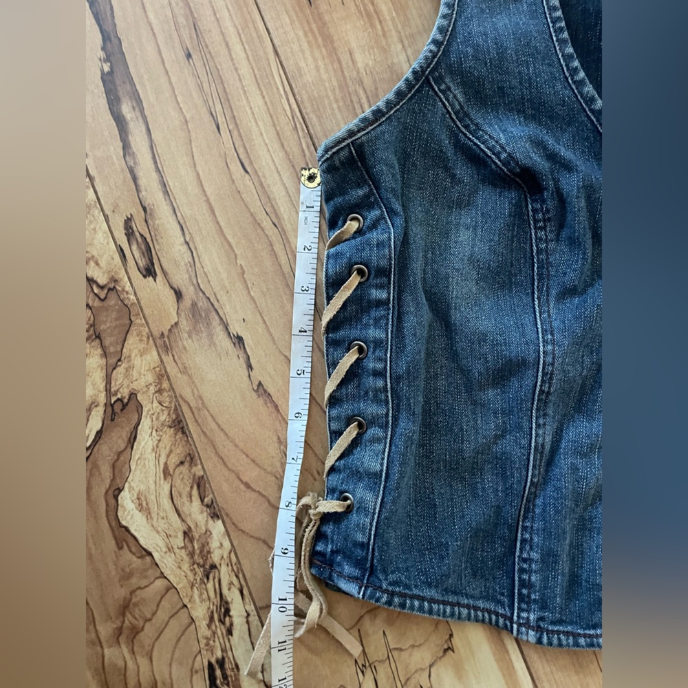 Harley-Davidson Blue Denim Vest lace up sides women’s M - Picture 4 of 7